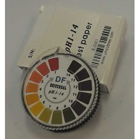 pH indikátor papír 1-14 pH, 5 méteres tekercsben, kibontva